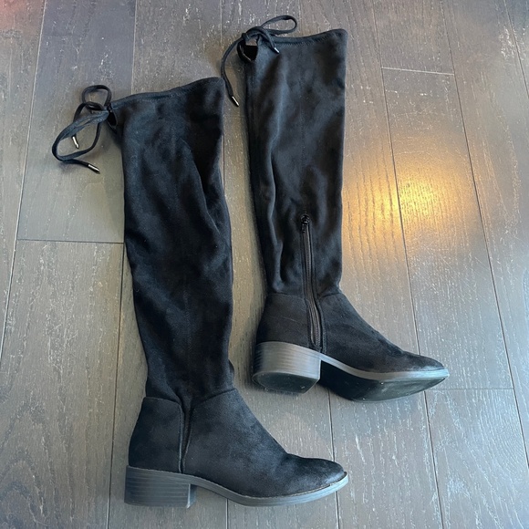 Womens Lexi & Abbie JESSA Over The Knee Faux Suede Black Boots Size 5 - Picture 1 of 12